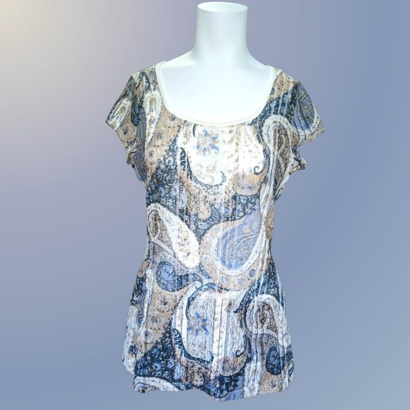 Slim fit sheer lace paisley short sleeve T-shirt - Picture 1 of 5